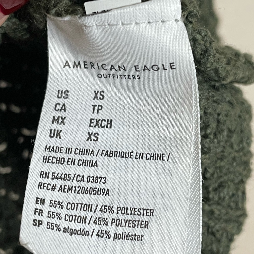 American Eagle Outfitters Dark Green waffle-knit cardigan size XS - Picture 8 of 12